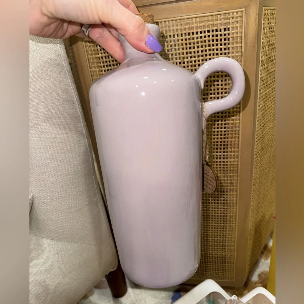 Anthropologie home nora diffuser bottle jug lavender cork ceramic oil dispenser